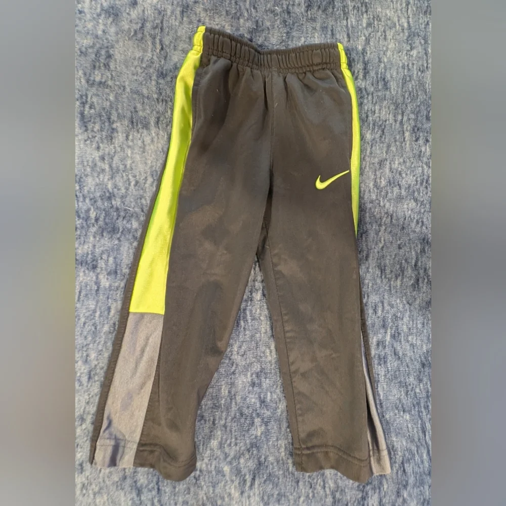 Nike 2T Kids Gray and Neon Yellow Track Pants